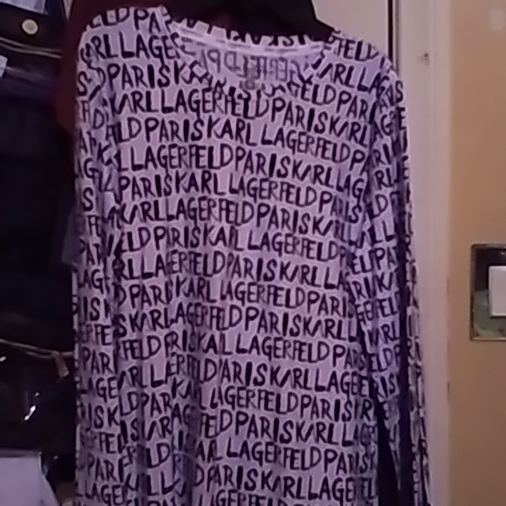 Shirt xs with Lagerfeld printing all over white with black
